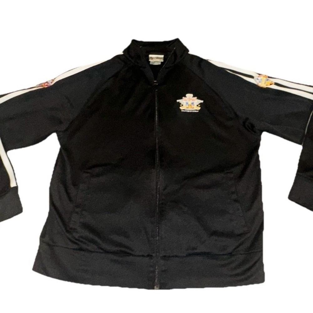 Walt Disney World Black Soccer Club varsity Jacket With Patches Size Large